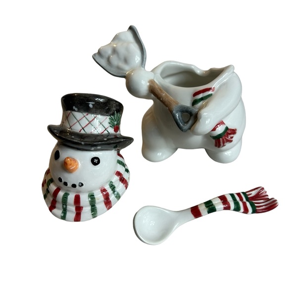 Fitz And Floyd Sugar Bowl The Flurries Snowman Christmas Table Decor Holiday - Picture 8 of 9